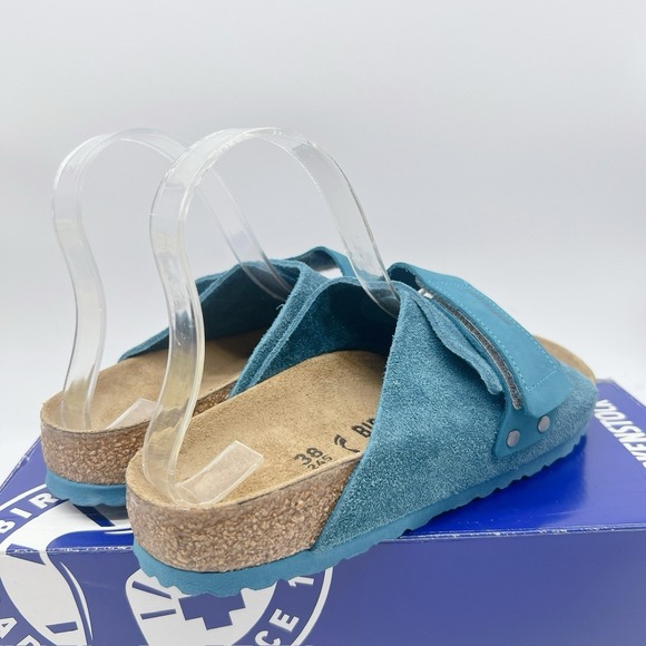 Birkenstock Kyoto Sandal Deep Turquoise Suede Leather EU 38 Womens US 7- 7.5 - Picture 7 of 13